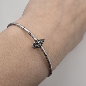 Sterling Silver Marcasite Cuff 925 Bracelet
